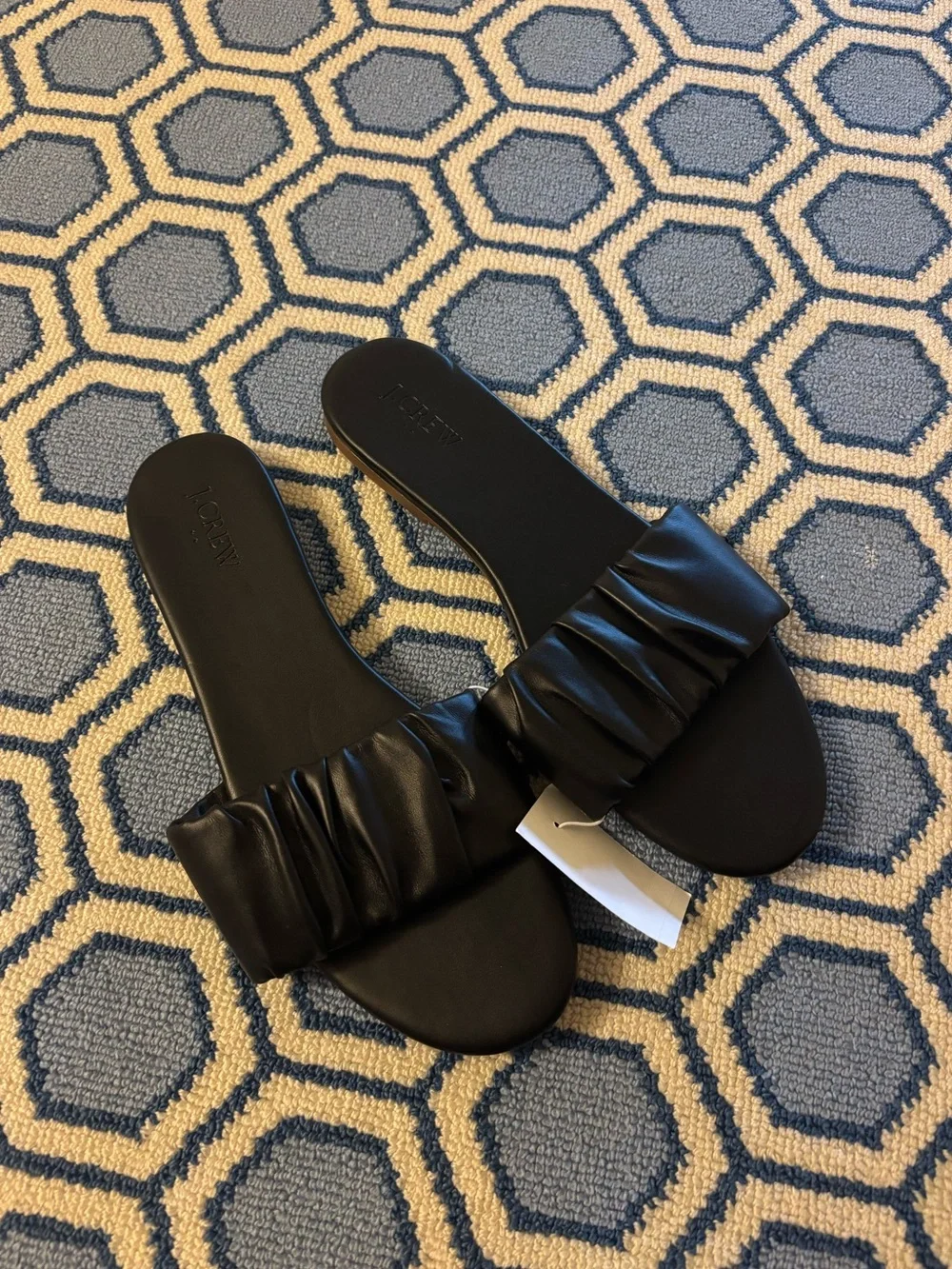 J. Crew Black Ruffled Slide Sandals - Women